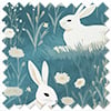Bunny Meadows, Teal - Motorised Roman Blind